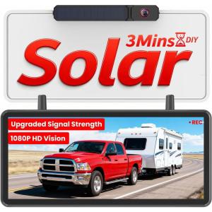 imageAUTOVOX 2 Solar Wireless Backup Camera Dual Cameras for Wider Coverage 72quot HD SplitScreen Monitor Dual Antenna Signal DVR Recording IP69K Waterproof Back Up Camera for RVTruckCamperTrailerSingle Cam