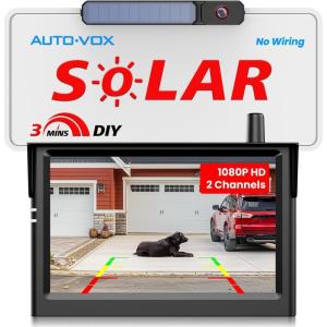 imageAUTOVOX Solar Wireless Backup Camera5quot HD 1080P Monitor3 Mins DIY Installation ampamp 5000 mAh Battery Powered Solar Back Up Camera Systems IP69K Waterproof Reverse Camera for Car Van Truck Trailer