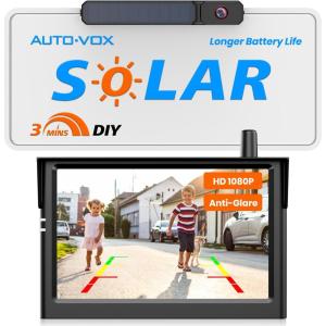 imageAUTOVOX Solar Wireless Backup Camera3 Mins DIY Installation ampamp Upgraded 5quot HD 1080P AntiGlare Monitor Reliable Signal for a Clear View IP69K Waterproof Back up Camera for Car Van SUV Truck