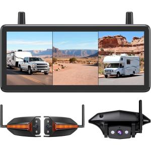 imageAUTOVOX Wireless RV Backup Camera RearampampSide View with 72 HD 1080P TripleSplit Screen Monitor Dual Power USBCar Charger DVR Recording Stable Signal Rear View Camera for Camper Travel Trailer