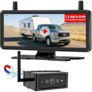 imageAUTO VOX Wireless Backup Camera Magnetic 5quot Portable No Wiring 1 Min Install Trailer Hitch Camera 2Channel HD 1080P Car Monitor ampamp IR Night Vision Back Up Camera Systems for Truck RV Camper72 inch