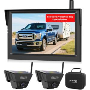imageAUTO VOX Wireless Backup Dual Camera Solar Magnetic Portable Storage Bag Include1Min Easy Installation5quot 1080P Monitor 380FT Signal Stable Coverage Back Up Camera for Truck SUV RVTrailer Van
