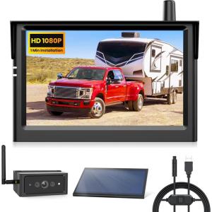 imageAUTOVOX Wireless Backup Camera Kit  USB 5V to 12V Cable ampamp Solar Panel5quot HD Monitor1 Min Magnetic Install2ChannelSolar ChargingIP69K IR Night VisionBackup Camera Systems for RVTruckTrailer