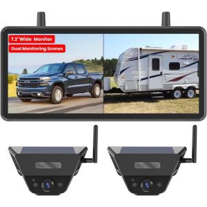 imageAUTOVOX Wireless Backup Camera Solar Magnetic 1Min DIY Install 5quot 1080P Hd Dual Channel Monitor Protective Carry Case Stable Signal IP69 Waterproof Back Up Systems Camera for TruckCarTrailer7 2 Inch Dual Cam