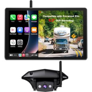 imageAUTOVOX Wireless RV Backup Camera System Rear and Side Coverage on a Large 72 HD Monitor Triple Split View IR Night Vision DVR Recording Back up Camera for RVTravel TrailerMotorhomeCamperVISTA Camera