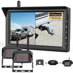 imageAUTOVOX 7 Wireless RV Backup Camera Plug and Play PreWired for Easy Setup Features 1080P HD Night Vision Wide Angle amp Stable Signal for Trailers Campers MotorhomesDual Cam