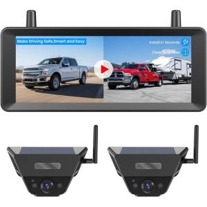 imageAUTOVOX Dual Solar Wireless Magnetic Backup Camera 2Min Easy Install 72 1080P SplitScreen DVR Monitor WallMount amp Hitch Back Up Camera IR Night Vision IP69K Waterproof for TruckRV Trailer72dual Solar Cam