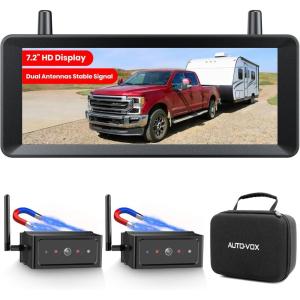 imageAUTOVOX Dual Solar Wireless Magnetic Backup Camera 2Min Easy Install 72 1080P SplitScreen DVR Monitor WallMount amp Hitch Back Up Camera IR Night Vision IP69K Waterproof for TruckRV Trailer72Dual Cam