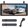 image:imageAUTOVOX 72 Solar Wireless Dual Backup Cameras with Suction Cup Mount 1080P DVR Split Screen Adjustable Windshield Mount Front and Rear View IP69K Waterproof for Truck RV Trailer SUV