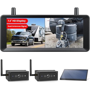 image:imageAUTOVOX Magnetic Wireless Dual Backup Cameras with Solar Panel 1 Minute Install Solar Assisted Charging for RV 1080P HD 5 Split Screen Monitor IR Night Vision IP69K Waterproof for Truck RV Trai