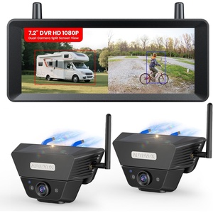 image:imageAUTOVOX Solar Magnetic Wireless Backup Camera 1Min Easy Magnetic Install Smart Detection Helps Spot Cars amp Pedestrians 72 1080P Split Screen Monitor Back Up Camera for Truck RV Trailer Camper2 Cam